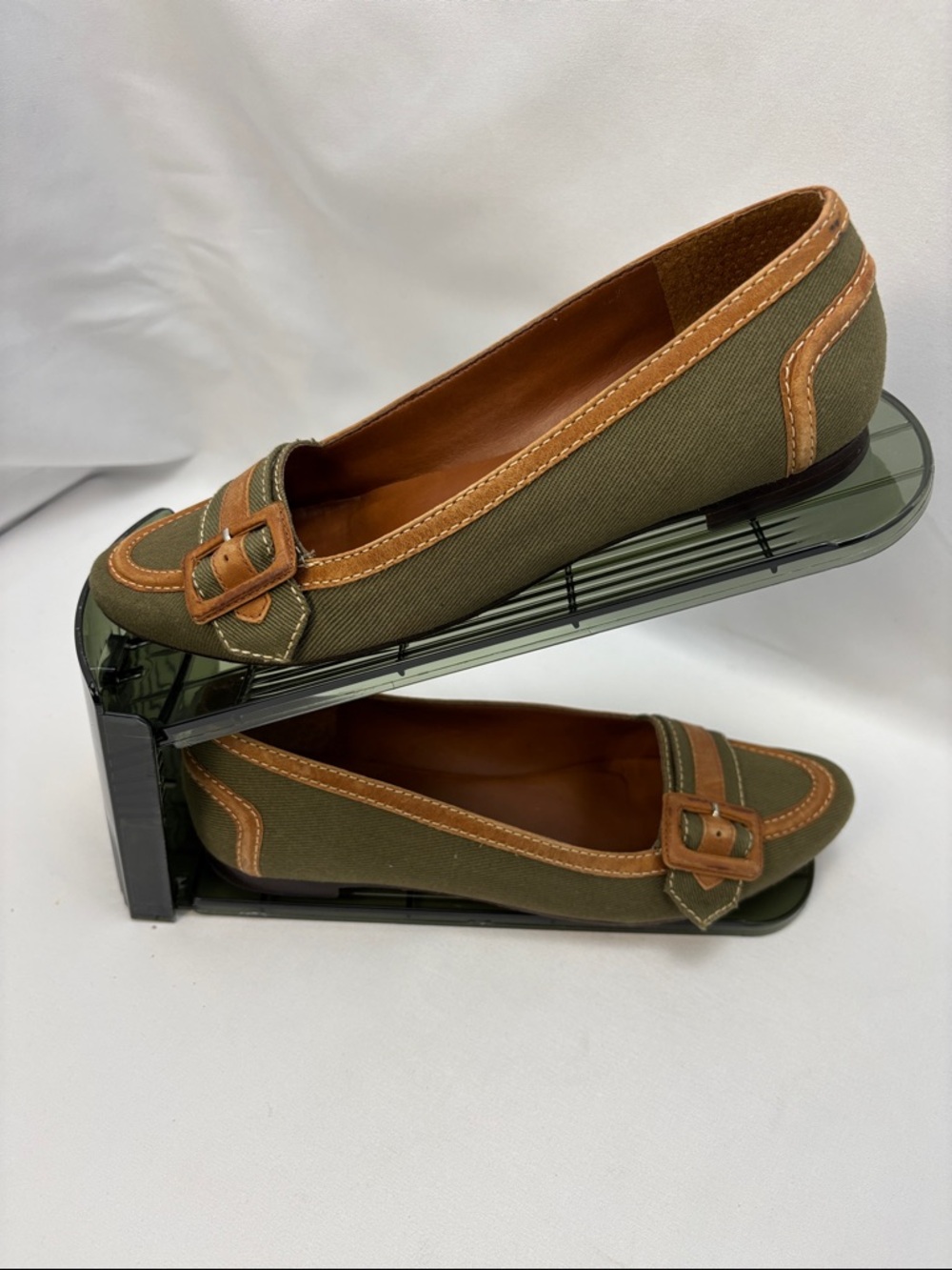 Talbots Women’s Sz6 Olive and Brown Buckle Loafers #0303 - Picture 6 of 13